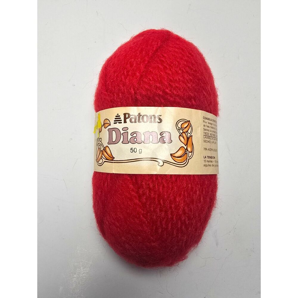 Patons Diana Yarn Skein Red 9004 Acrylic Nylon 50 gm. Twist